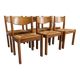 Set of 6 Maison Regain straw chairs in solid elm, 1970s-1980s