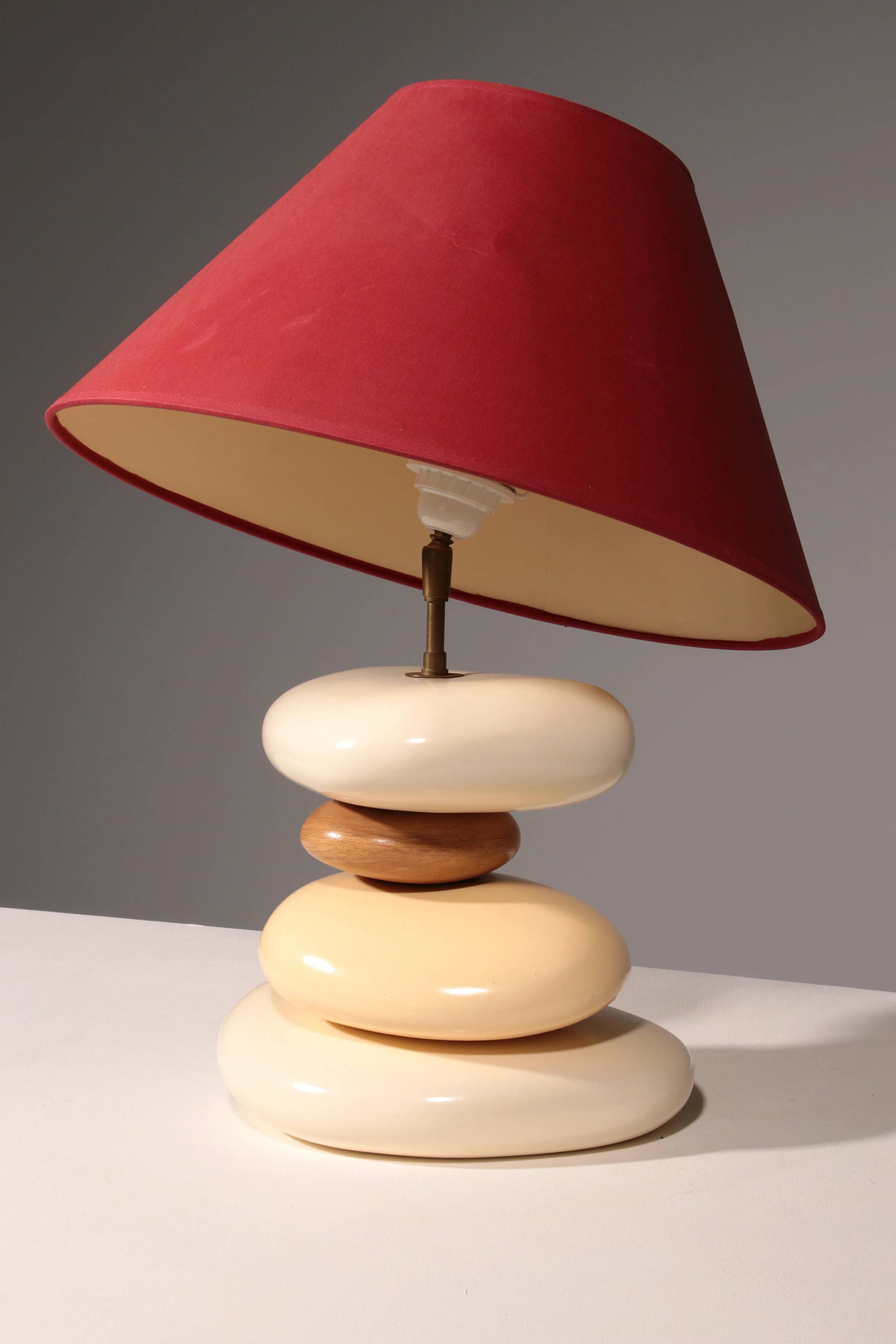 France pebble table lamp by François Chatain, 1980s