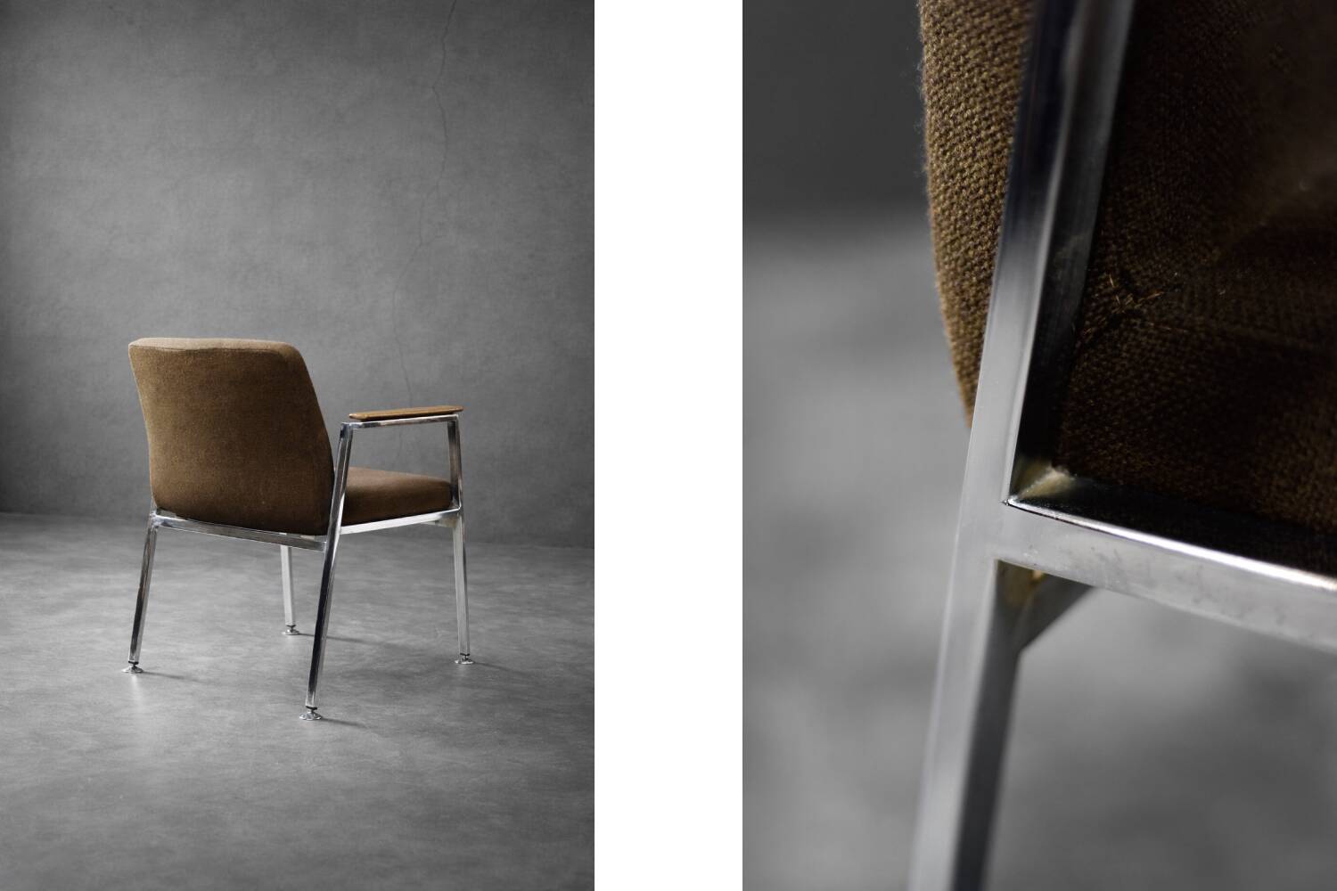 Mid-century modern brown German conference chair, made by Drabert, 1970.