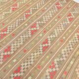 6x8 Light Green Brown Turkish Kilim Rug, 173x260Cm