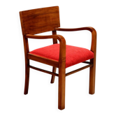 Fauteuil vintage design en bois et tissu, Italie, années 1940-1950