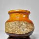 Small turned wooden vase, Brutalist, two-tone varnished with bark
