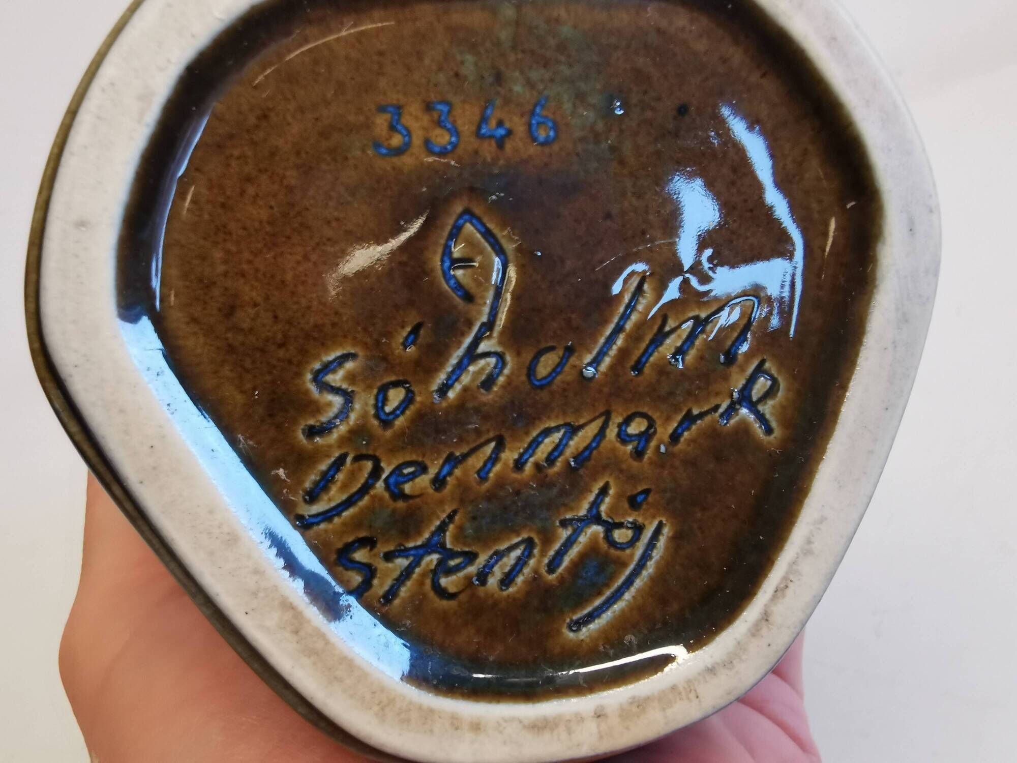 Grand vase du danois Søholm en glaçure bleuâtre.