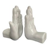 Pair of ceramic hand bookends