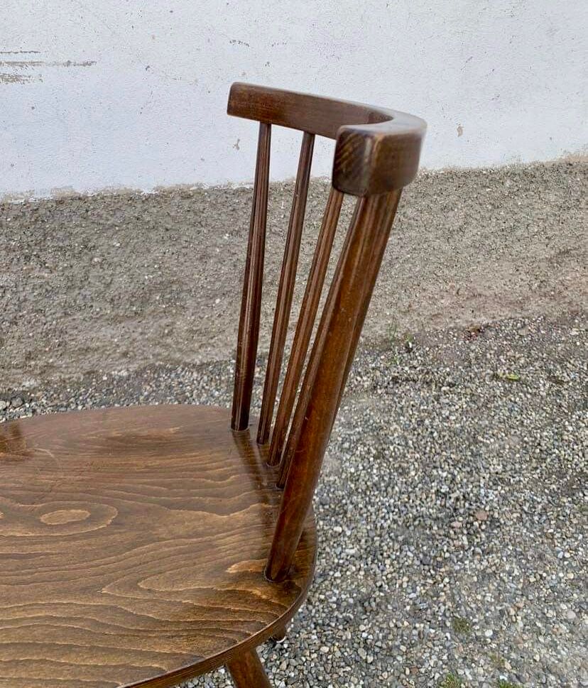 Series of 4 old chairs bistro wood curve dossir eventail in hetre