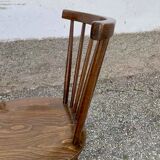 Série de 4 anciennes chaises bistrot bois courbe dossir eventail en hetre