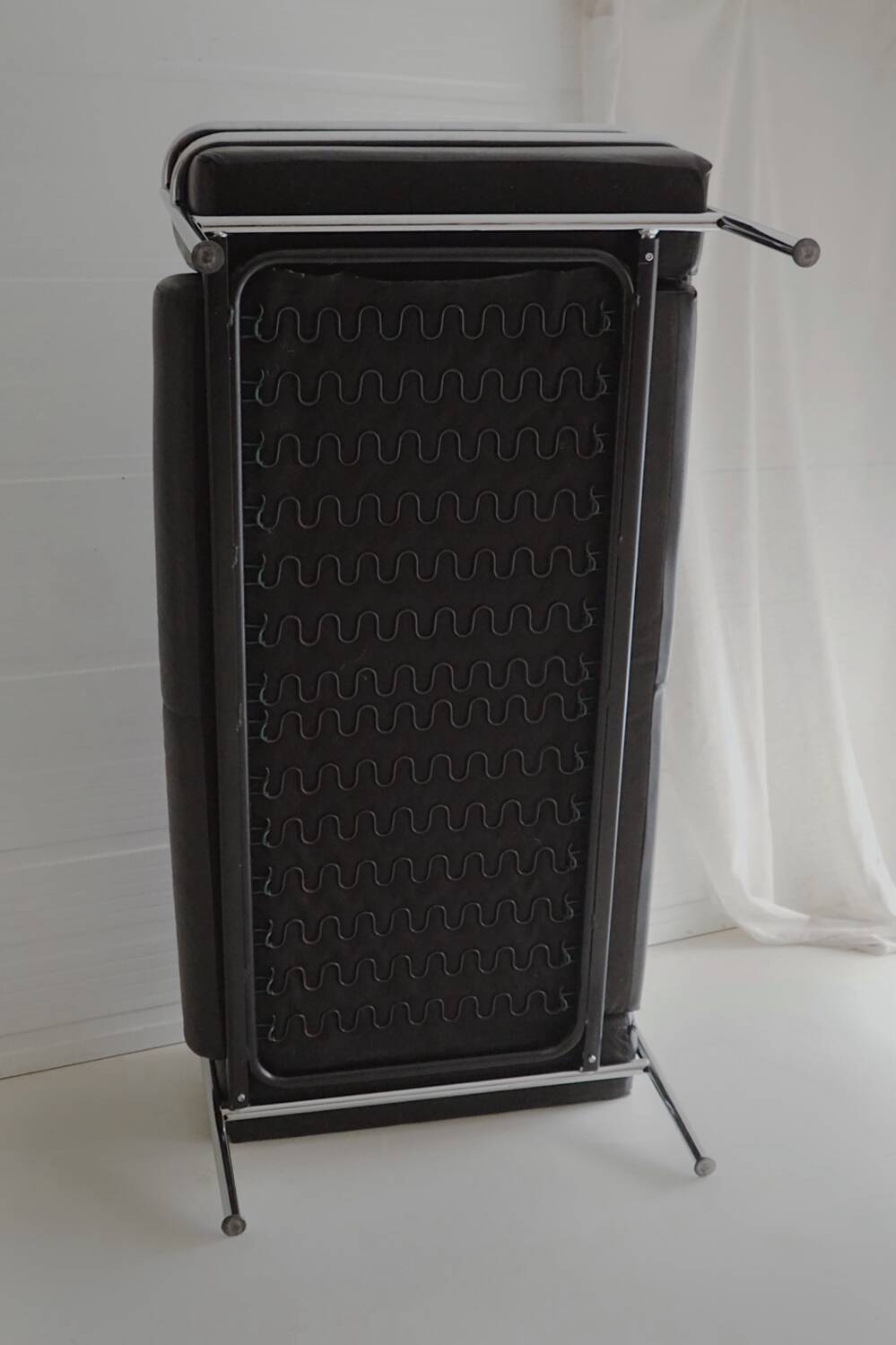 Scandinavian sofa - 2-seater leather and chrome - beke - vintage