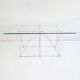 Foldable steel & glass dining table by Max Sauze 1970s