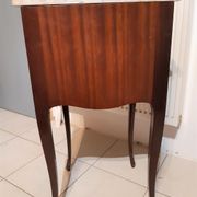 Louis XV style console bedside, curved faces, mahogany and rosewood marquetry decorated with flowers