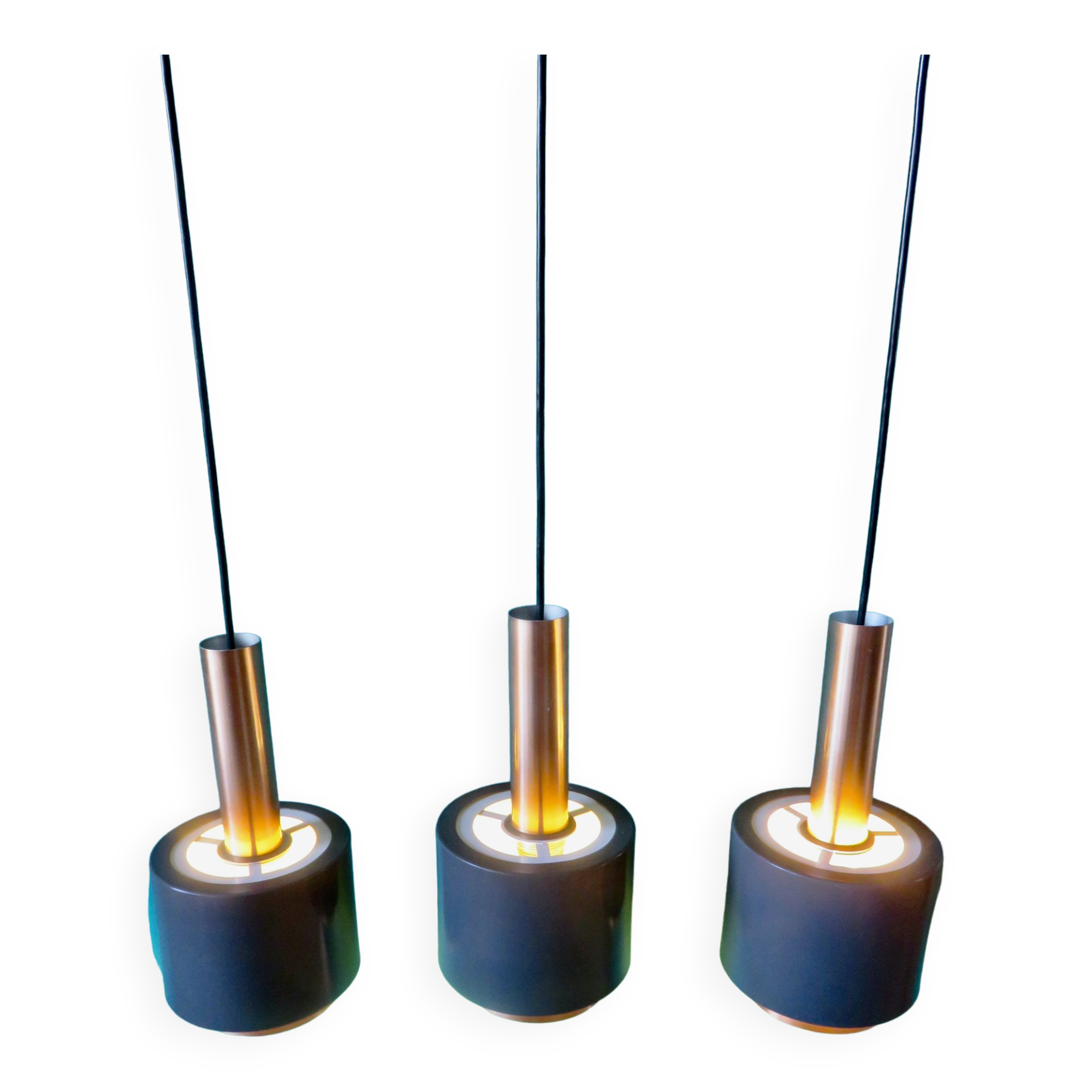 Suspension vintage à 3 feux "Doria" Autriche 1960