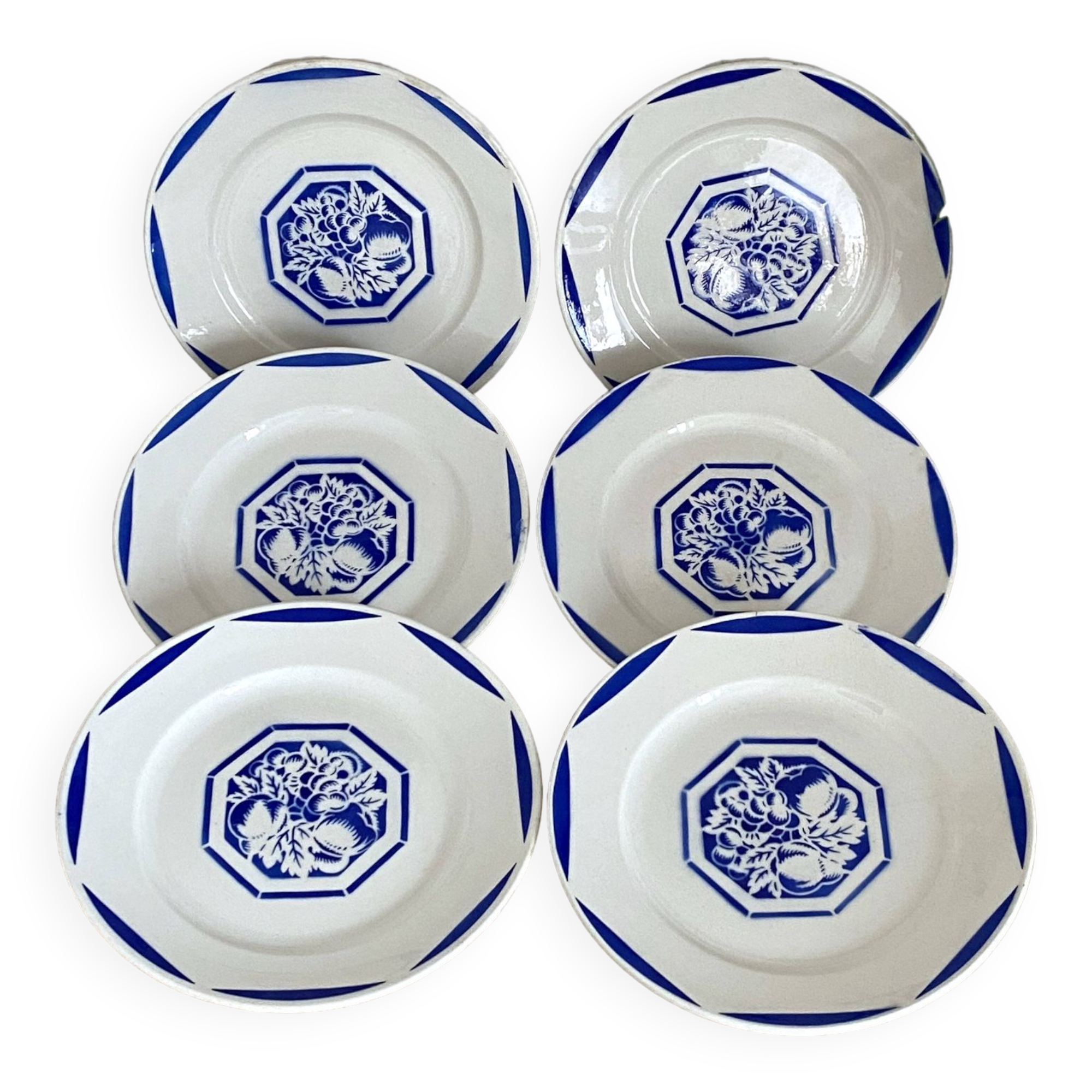 6 Luneville earthenware dinner plates