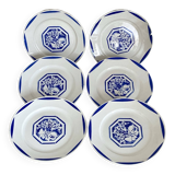 6 Luneville earthenware dinner plates