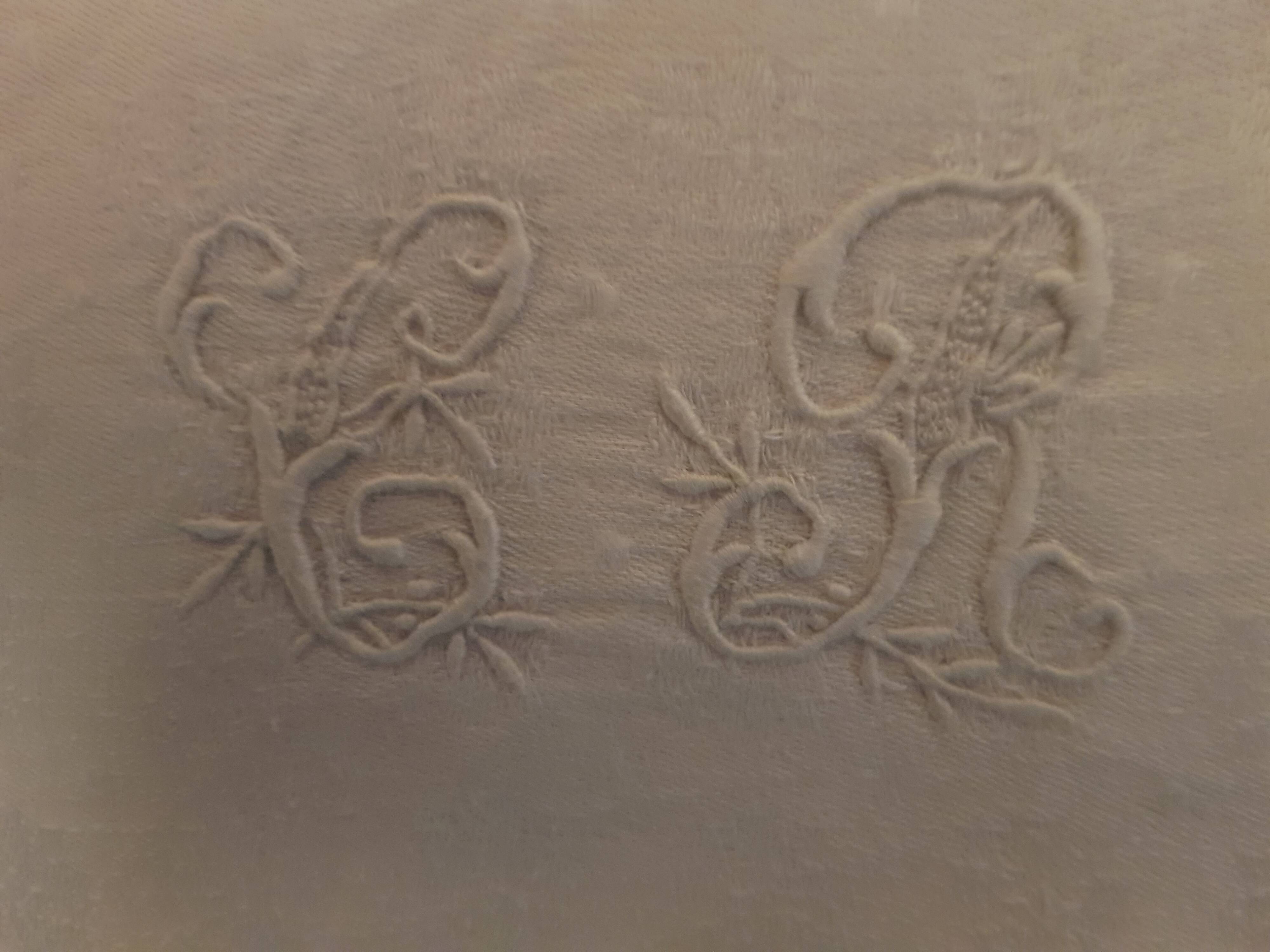 Set of 9 vintage monogrammed linen napkins