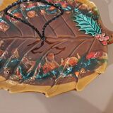 Vallauris glazed ceramic cheese board – leaf decor