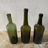 Set of 3 old blown glass bottles