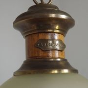 French Vintage "Louisiane" Brass & Wood Pendant Lamp - Hanging Light