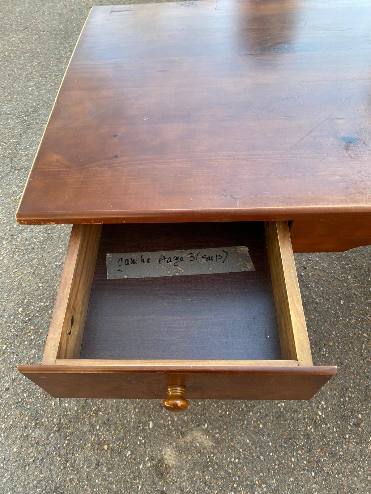 Solid pine wood desk with 8 drawers