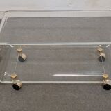 Plexiglas coffee table with wheels from the 70s/80s David Lange