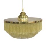 Hans-Agne Jakobsson T-603 pendant lamp in brass with yellow fringes.