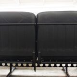 Corner sofa opening in leather and coffee table in marble by pierluigi cerri for frau, 1980s