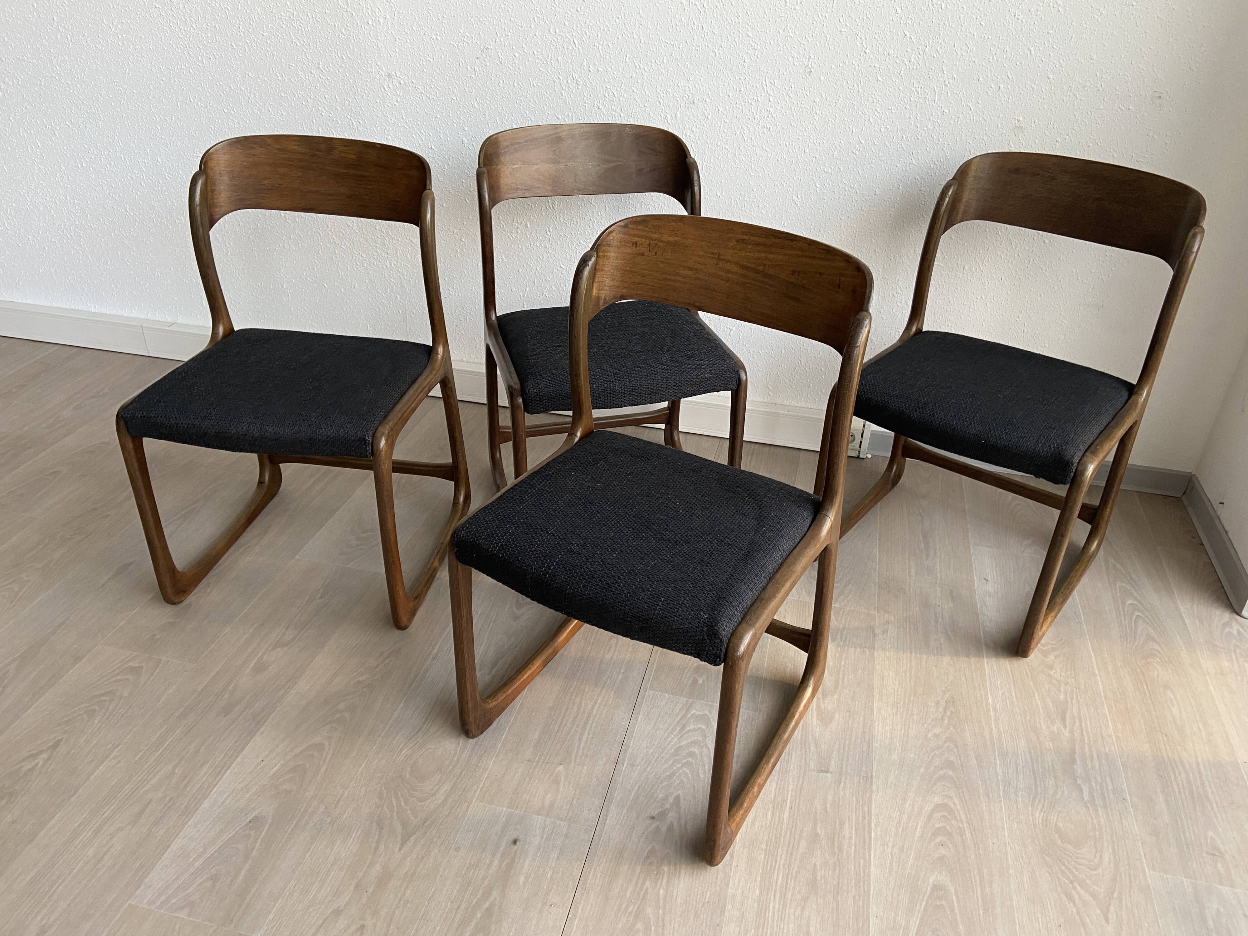 Set of 4 baumann chairs model sled 1960