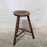 Turned wood tripod stool