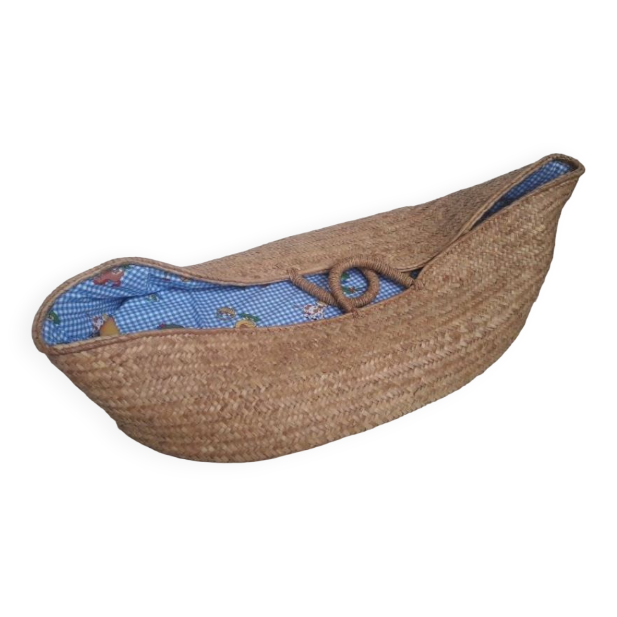 Couffin berceau bébé paille osier vintage