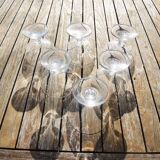 6 Anciennes Coupes à Champagne en Verre  au Design Epuré