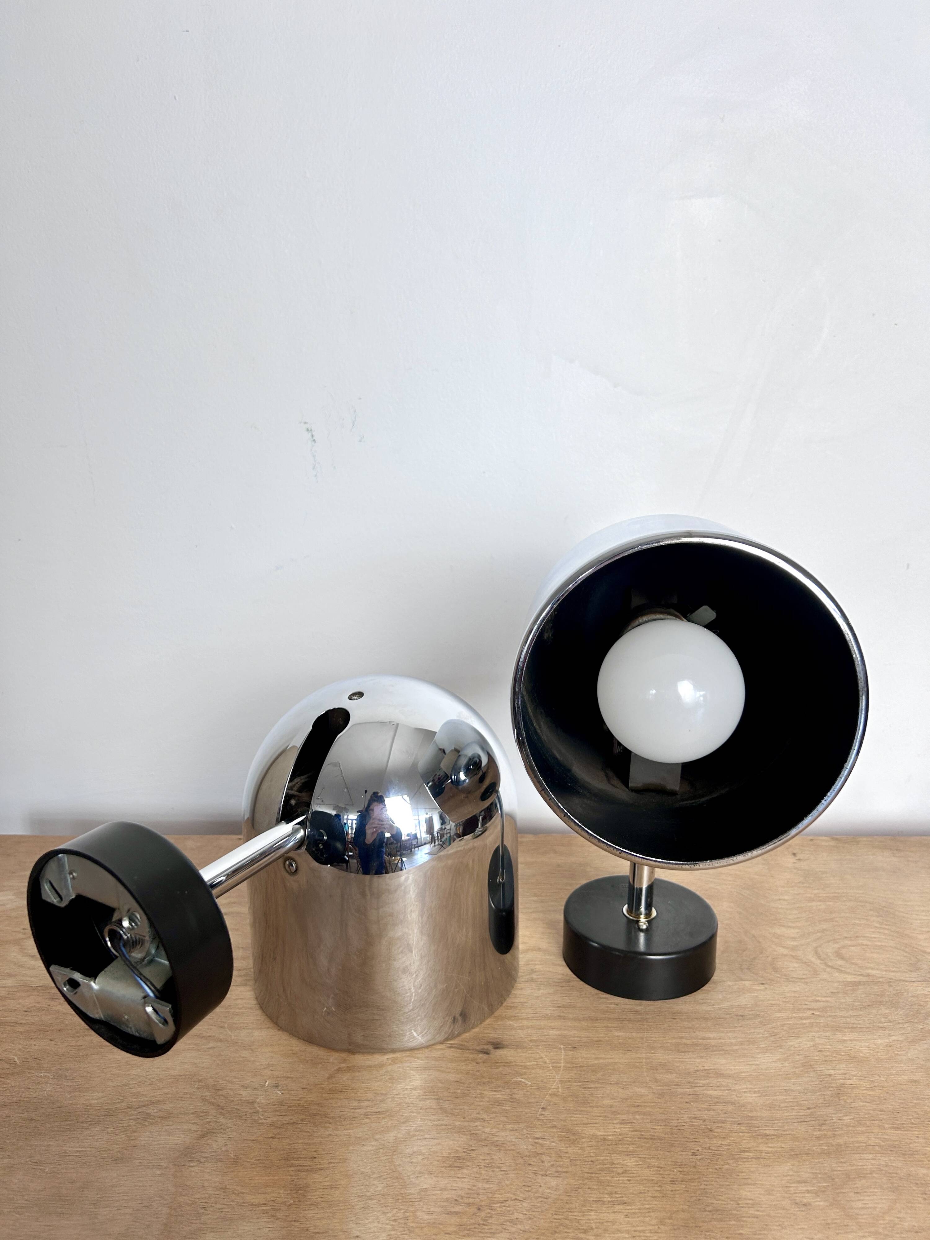 Pair of chrome Staff Leuchten wall lights - Germany 1970