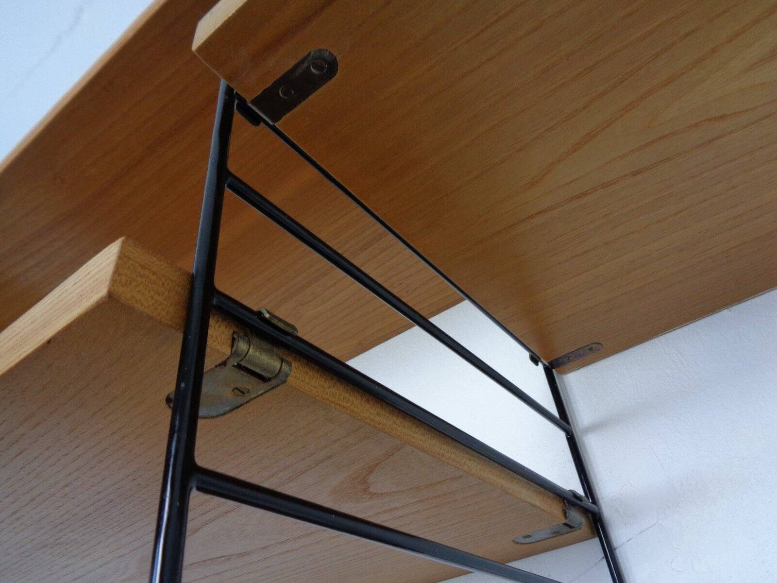Swedish Ash and Metal Wall Unit by Kajsa & Nils Nisse Strinning for String, 1950s, Set of 9