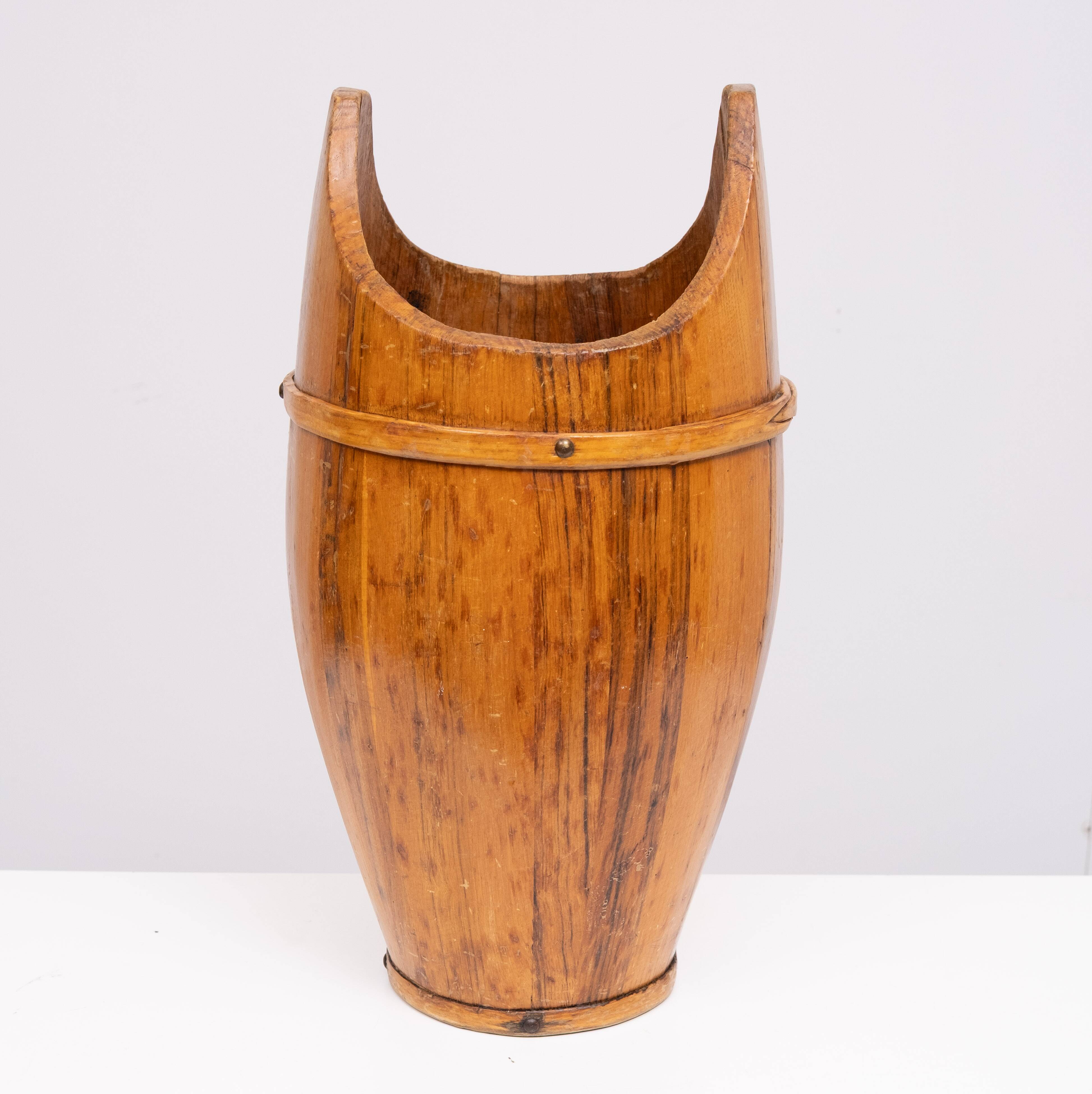 Curved wooden umbrella stand 1960s France