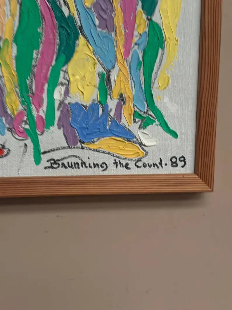 Original Swedish Oil on Canvas – “Brunning the Count ” by Leif Brünning – Dated 1989 – Vintage & Framed