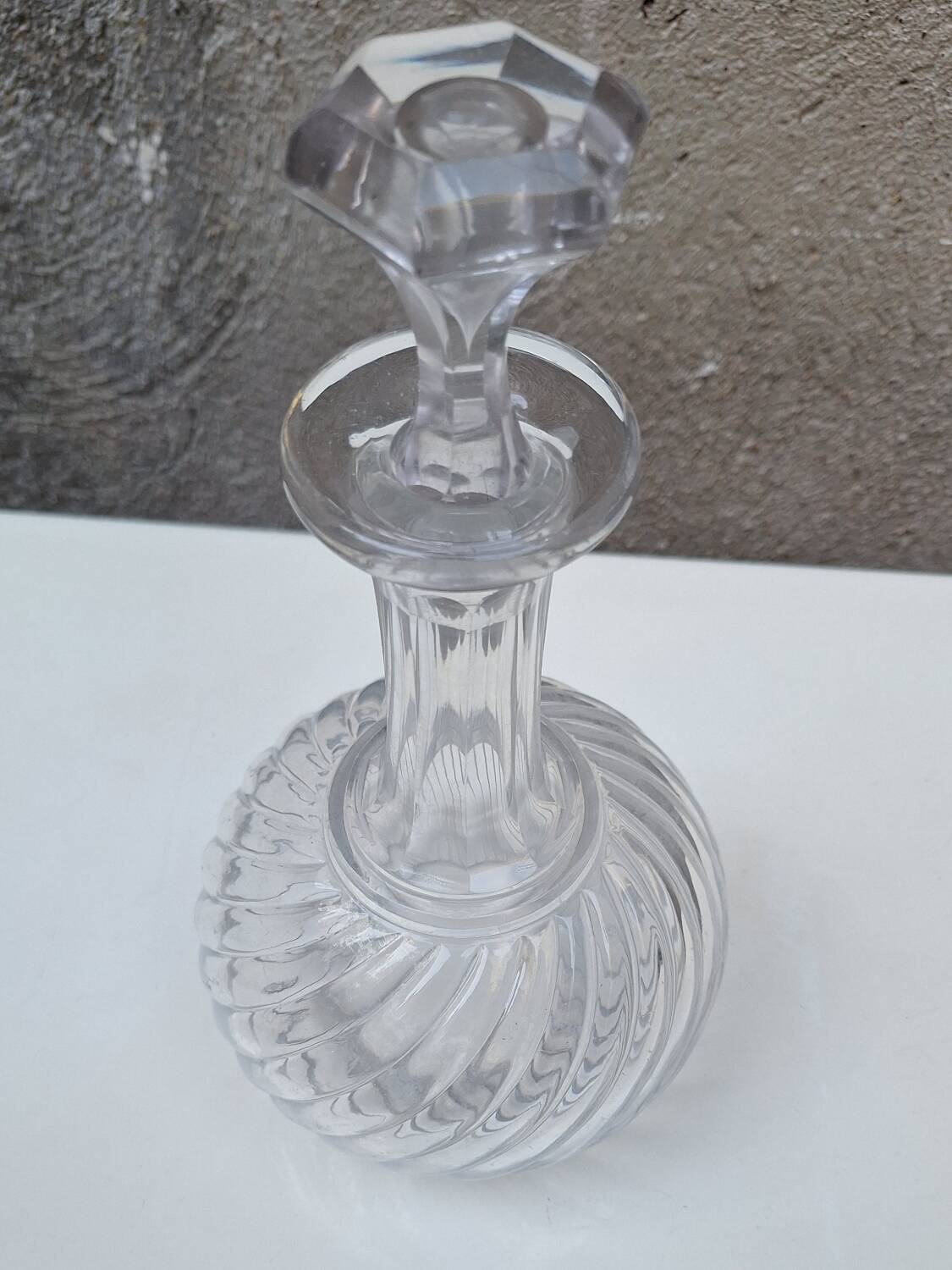 Baccarat molded crystal decanter, twisted bamboo