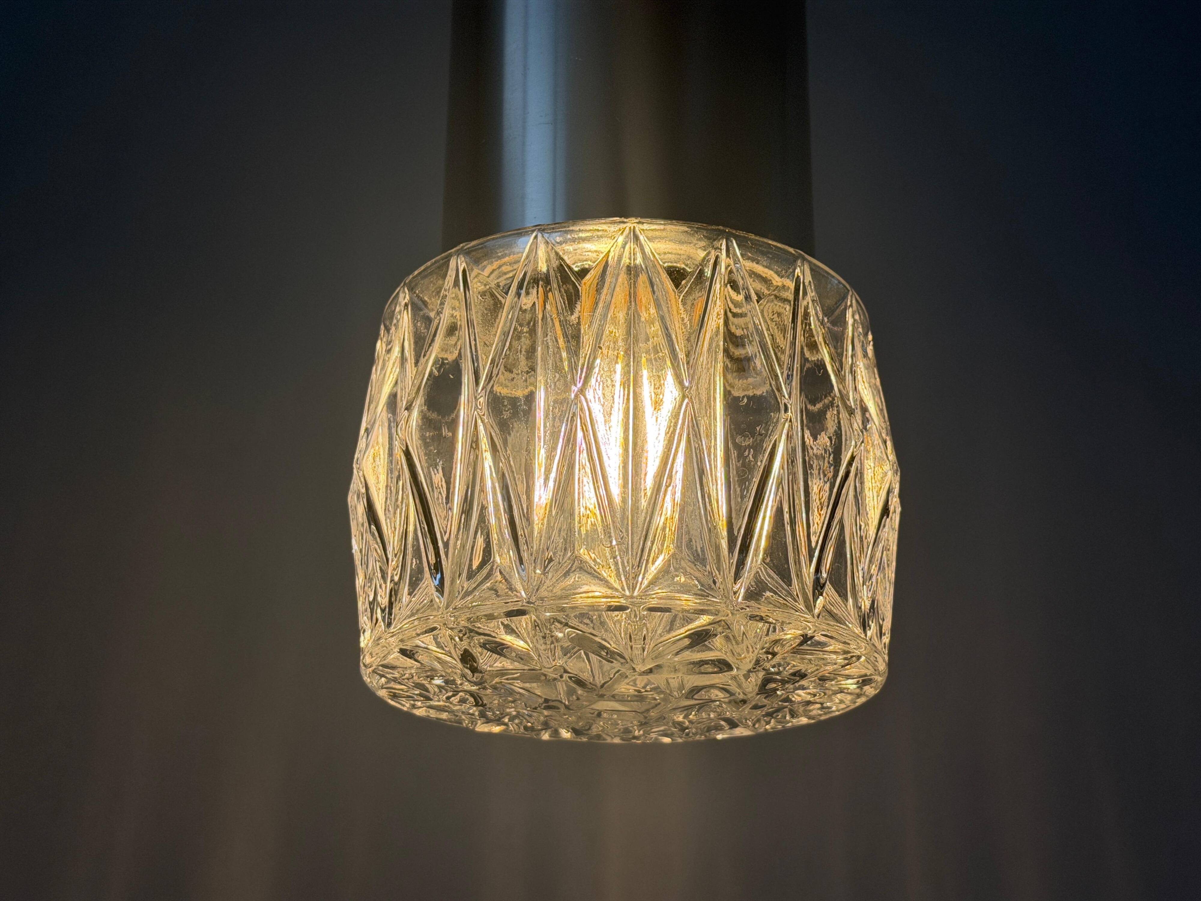 Glass ceiling light with a metal frame, 1960s, Germany