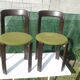 Pair of 70s chairs by designer Bruno Rey in wood and green fabric