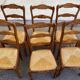 Set of 6 Provençal Louis XV chairs in solid oak with straw seats 198