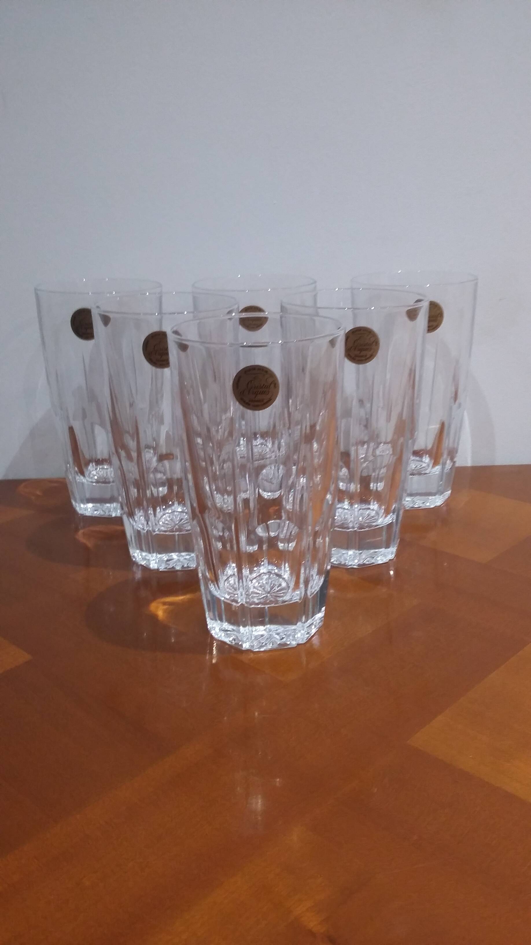 Très Joli Coffret De 6 Verre A Eau Ou Orangeade Bergerac En Cristal D'arque