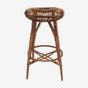 Tabouret de bar vintage en osier