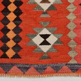 3x11 Orange Tribal Kilim Runner Rug 93x330Cm