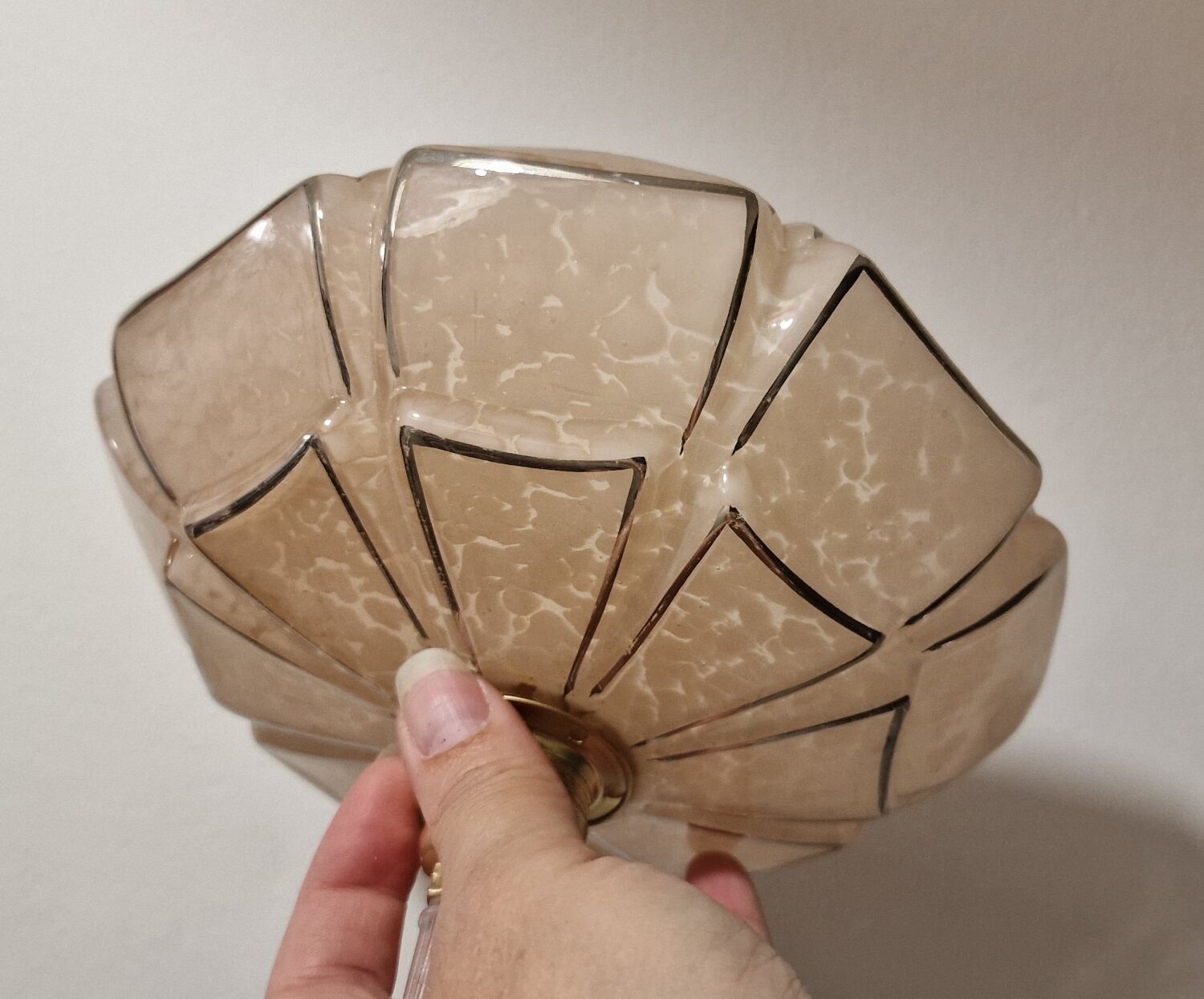 Art Deco pink glass portable or pendant lamp from Clichy