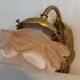 Pair of bronze swan and pink tulip wall lights in glass paste