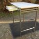 Vintage table with square chrome tubular metal base and marble top with 1 drawer.