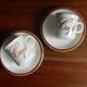 2 coffee cups, 80s sandstone subcups