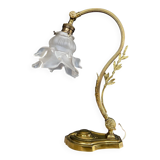 Bronze and glass paste swan neck lamp from the 1960s.