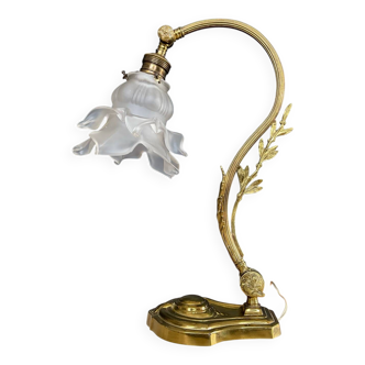 Lampe col de cygne en bronze et pâte de verre des années 60