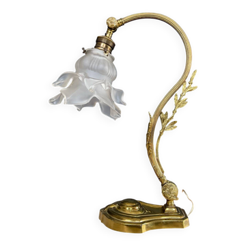 Lampe col de cygne en bronze et pâte de verre des années 60