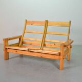 Yngve Ekstrom Scandinavian Design Pinewood 2-Seat Dymling Sofa Swedese 70s