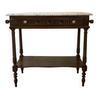 Console Desserte Louis XVI Acajou Et Marbre Blanc Époque XIX