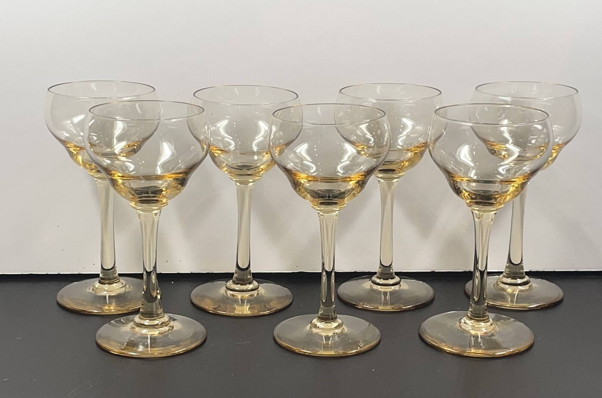 slightly amber table glass set of 7 height 14 cm, Daum Nancy