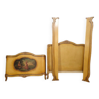 Louis XV basket-shaped bed in lacquered and painted wood circa 1900